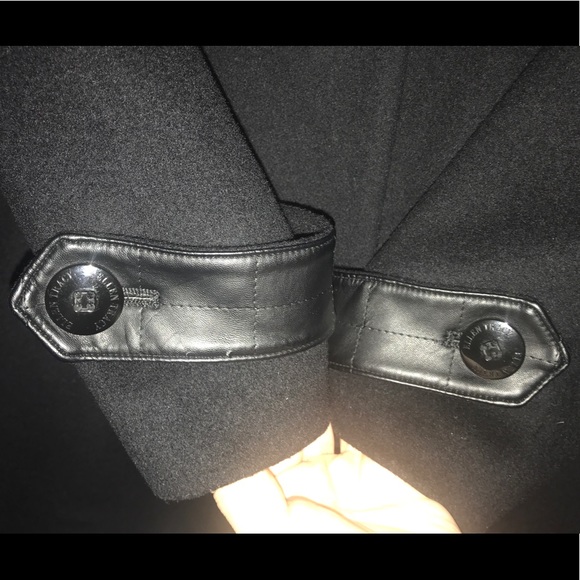 Ellen Tracy Wool Coat With Faux Leather - Picture 7 of 8